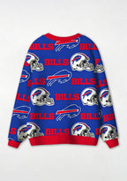 Buffalo Bills Helmet & Charging‑Buffalo Logo All‑Over Print Lightweight Cardigan