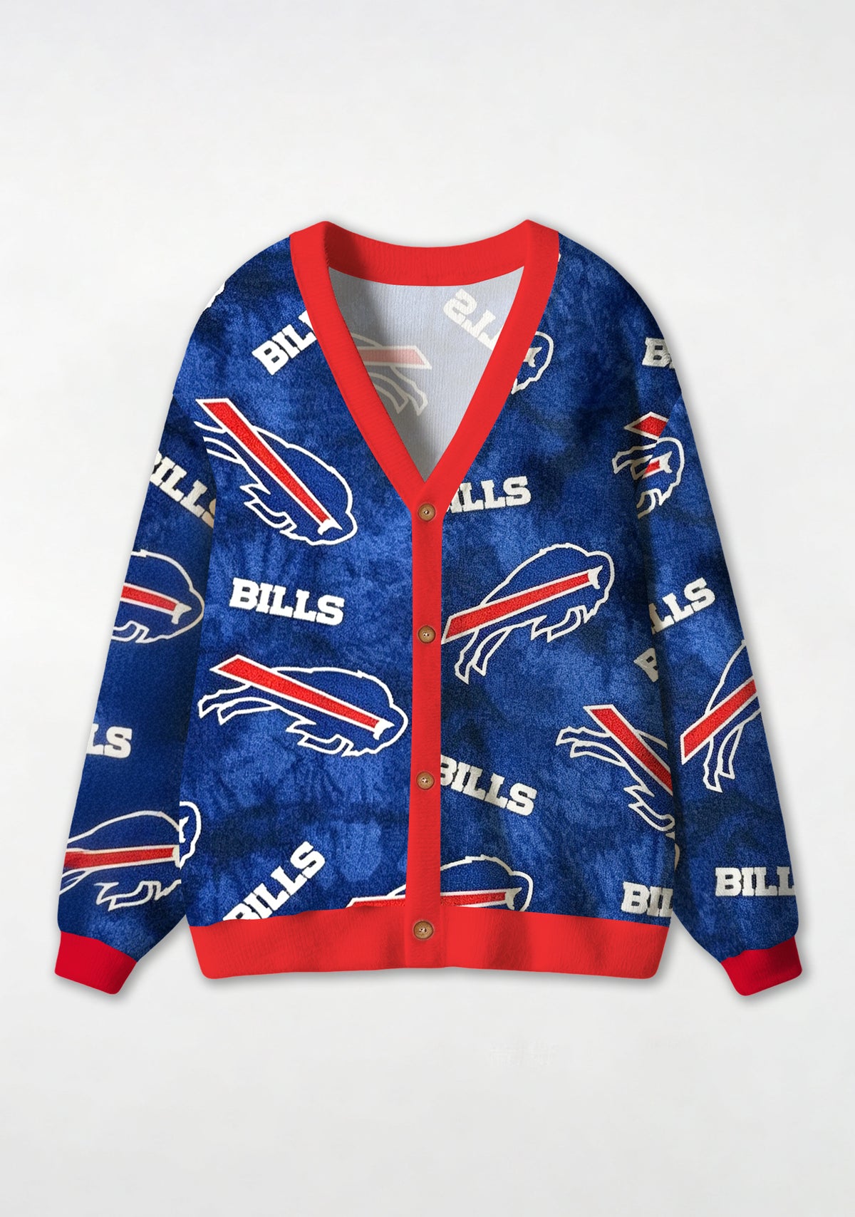 Buffalo Bills Tie‑Dye Background Mascot All‑Over Print Lightweight Cardigan Main image