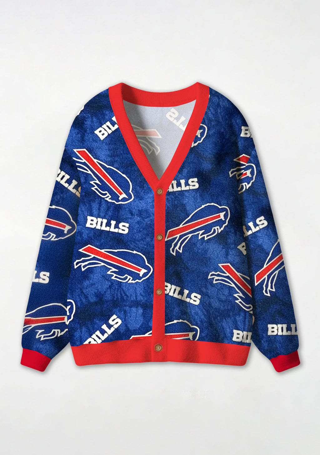 Buffalo Bills Tie‑Dye Background Mascot All‑Over Print Lightweight Cardigan
