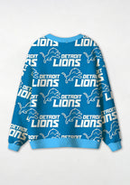 Detroit Lions Minimal Mascot Outline All‑Over Print Lightweight Cardigan