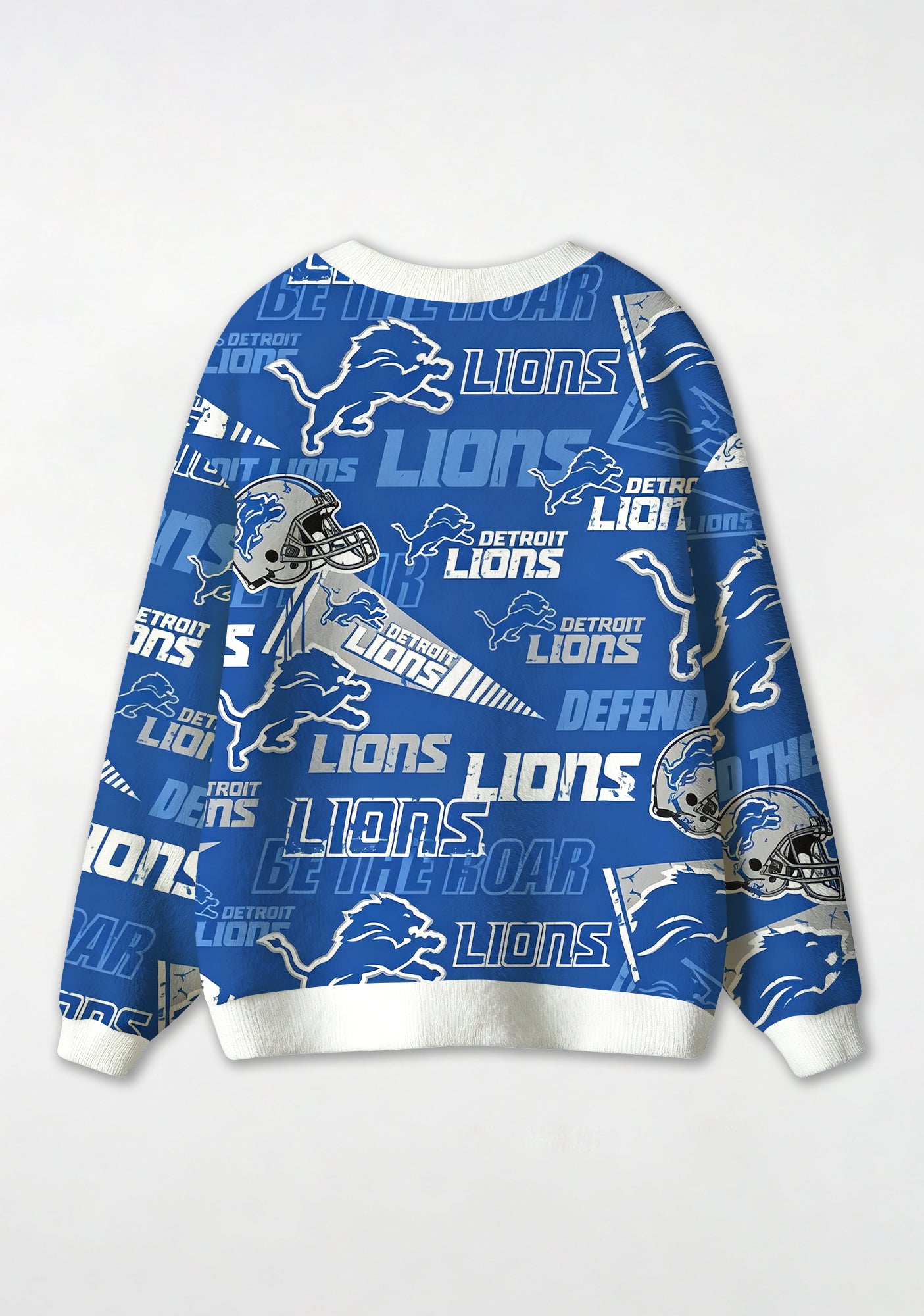 Detroit Lions Vintage Poster‑Collage Helmet & Mascot All‑Over Print Lightweight Cardigan Secondary image