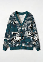 Philadelphia Eagles Grunge Splash‑Paint All‑Over Print Lightweight Cardigan