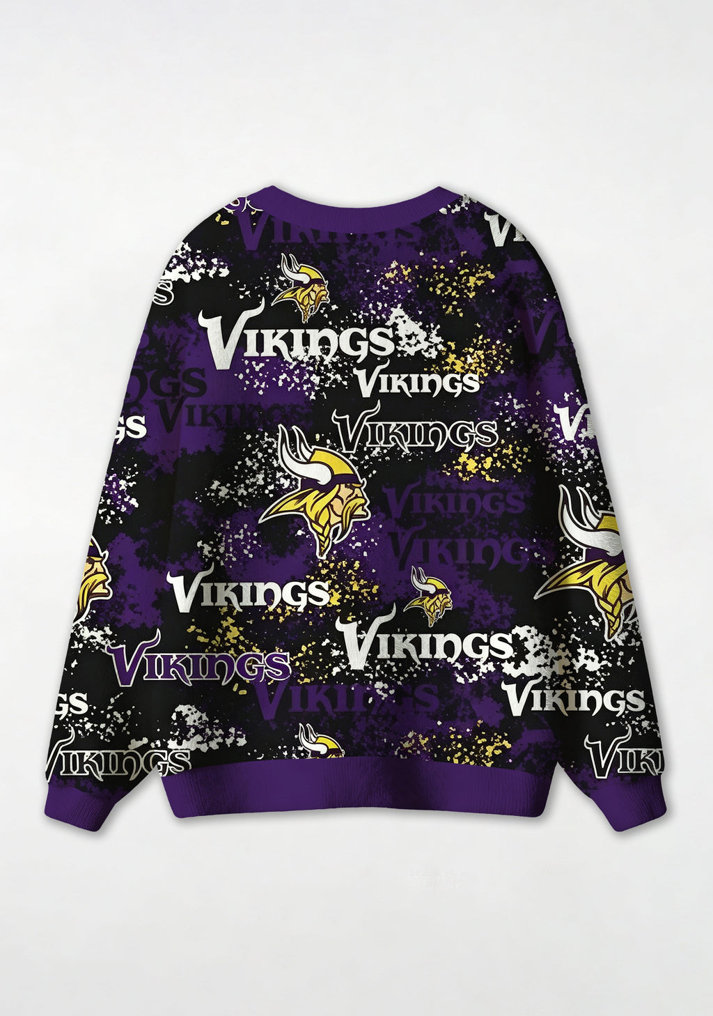 Minnesota Vikings Splatter‑Paint Grunge Mascot All‑Over Print Lightweight Cardigan