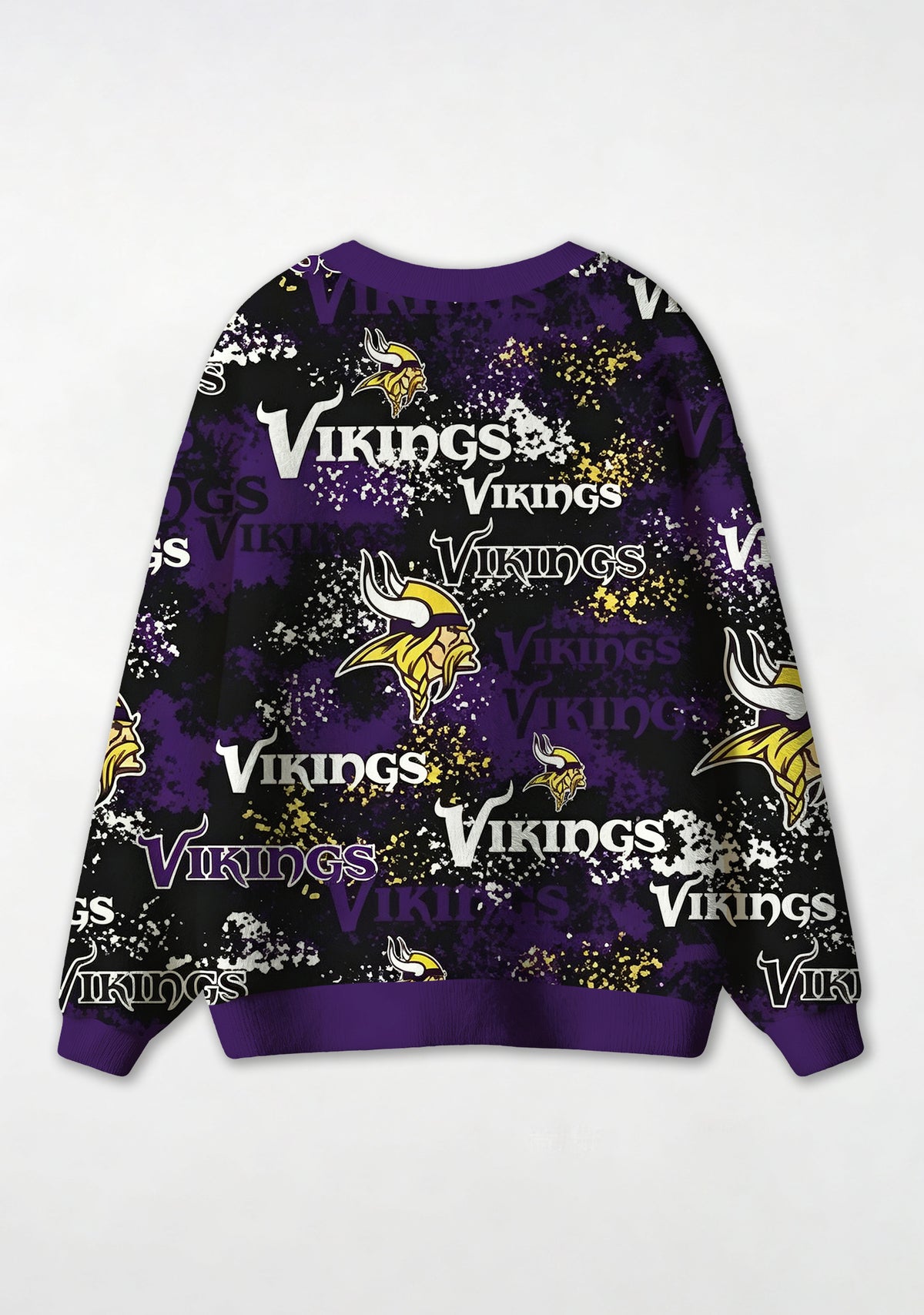 Minnesota Vikings Splatter‑Paint Grunge Mascot All‑Over Print Lightweight Cardigan