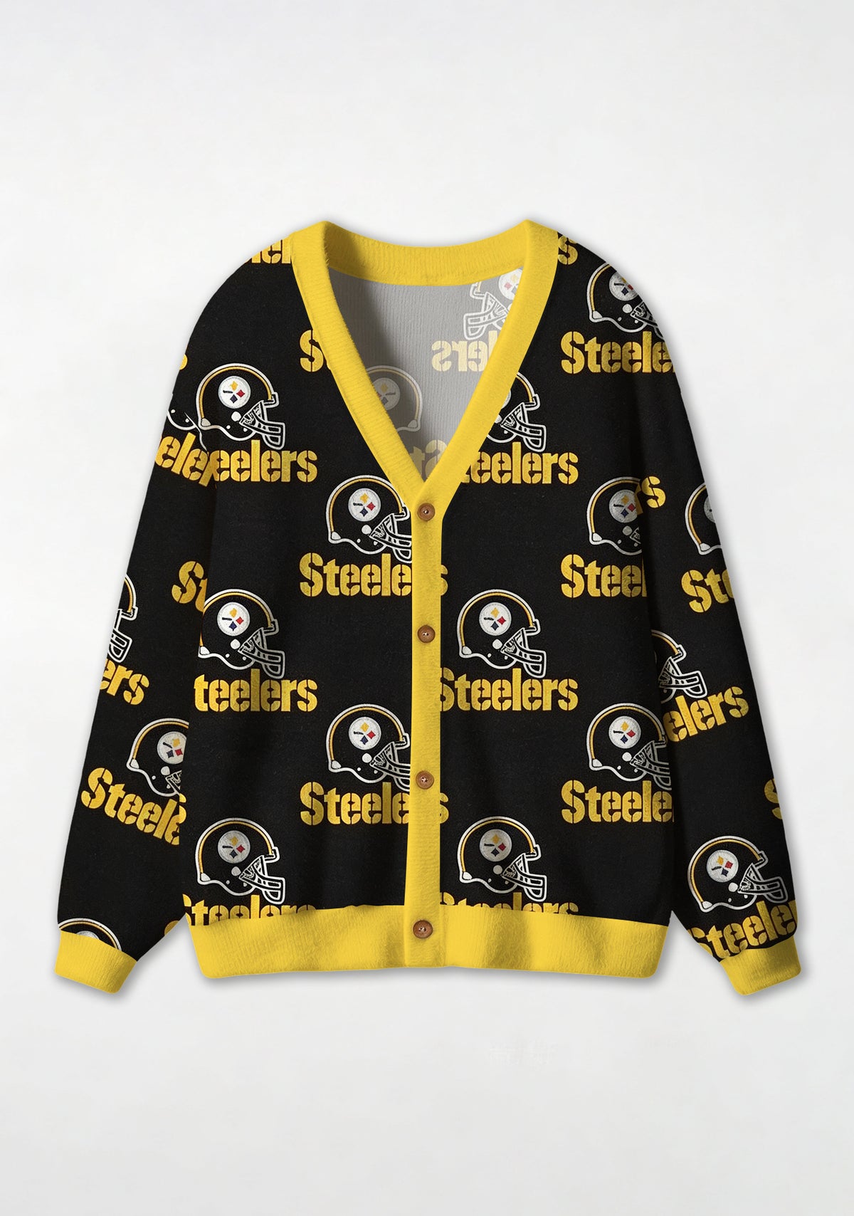 Pittsburgh Steelers Helmet Pattern All‑Over Print Lightweight Cardigan Main image