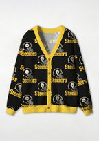 Pittsburgh Steelers Helmet Pattern All‑Over Print Lightweight Cardigan