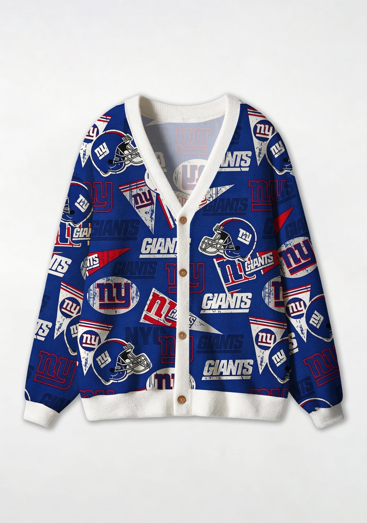 New York Giants Vintage Helmet Pennant All‑Over Print Lightweight Cardigan Main image