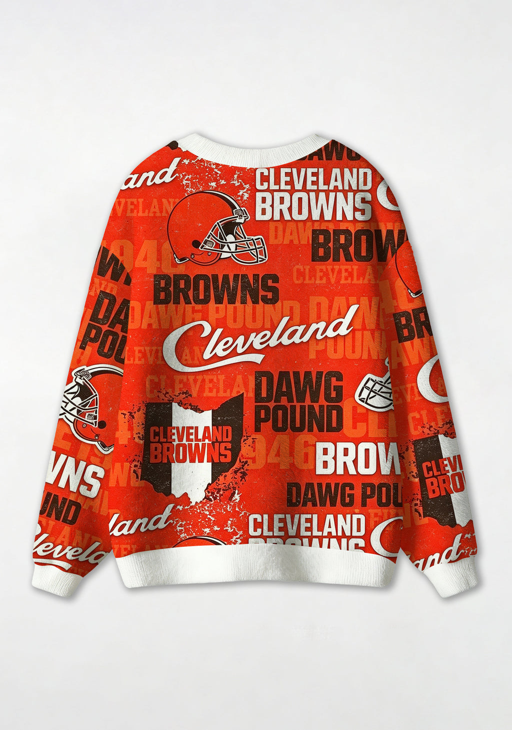 Cleveland Browns Dawg Pound All‑Over Print Lightweight Cardigan