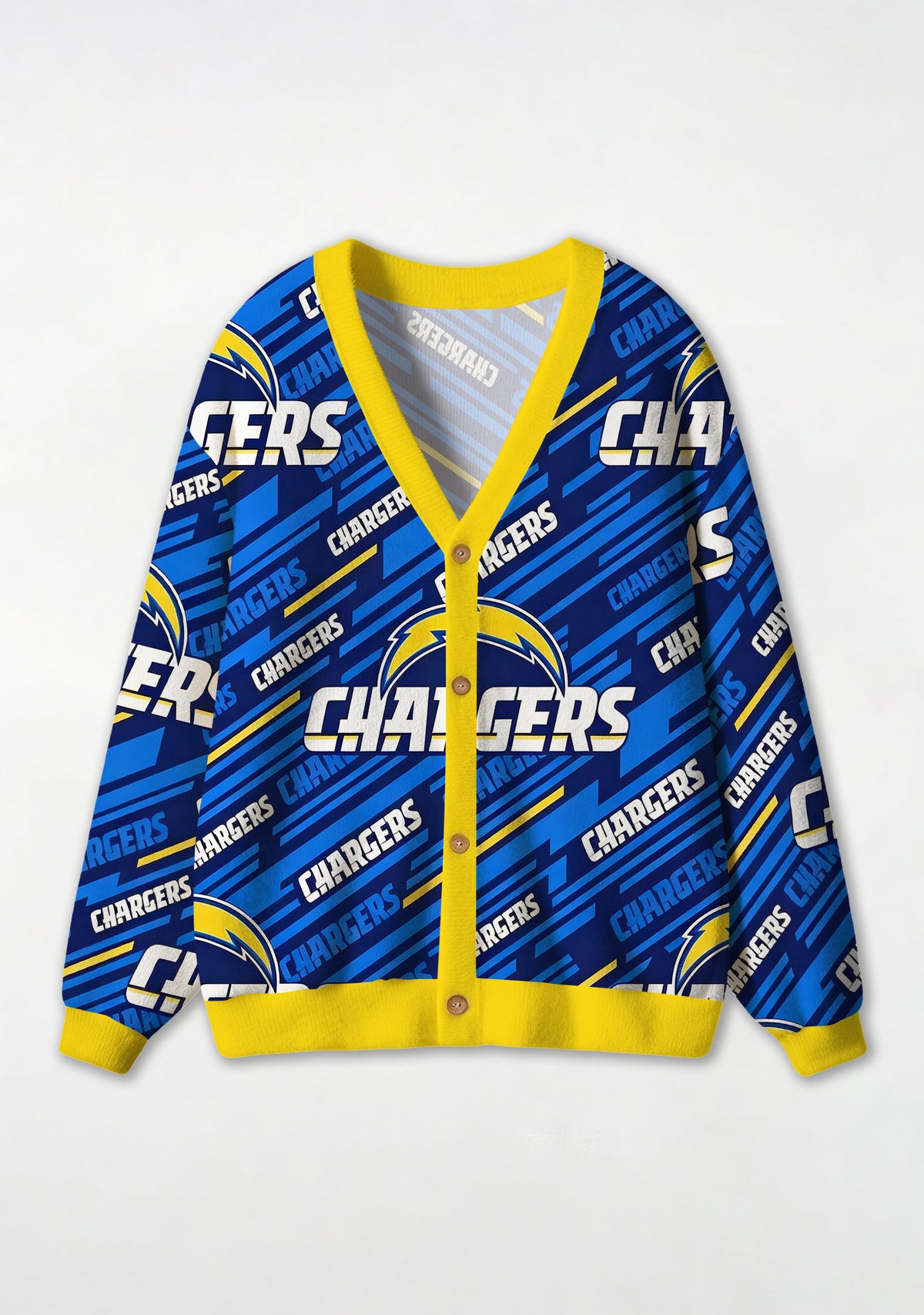 Los Angeles Chargers Geometric All‑Over Print Lightweight Cardigan