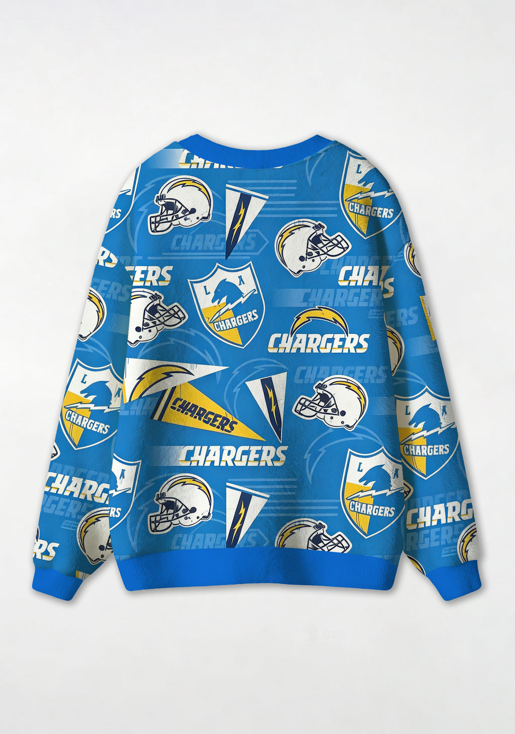 Los Angeles Chargers Helmet & Pennant All‑Over Print Lightweight Cardigan