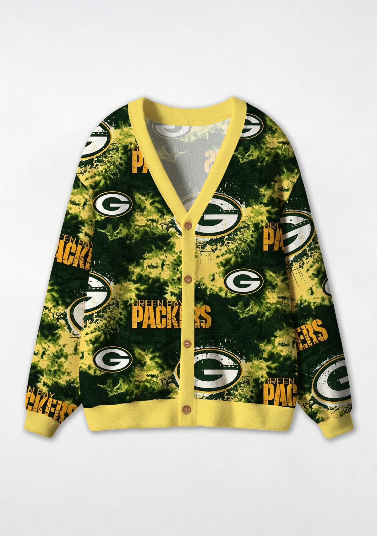Green Bay Packers Distressed Camo All‑Over Print Lightweight Cardigan Main image