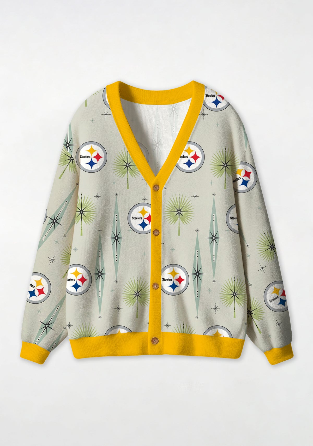Pittsburgh Steelers Mid‑Century All‑Over Print Lightweight Cardigan Main image