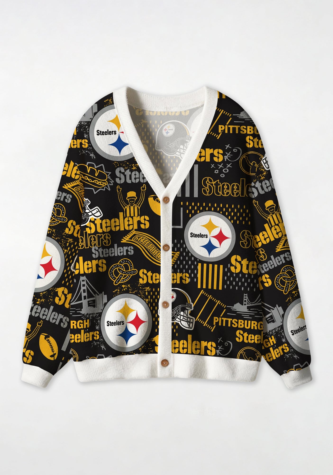 Pittsburgh Steelers City‑Inspired Doodle All‑Over Print Lightweight Cardigan Secondary image
