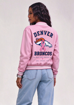 Denver Broncos Breast Cancer Awareness Pink Ribbon Varsity Jacket