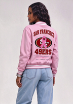 San Francisco 49ers Breast Cancer Awareness Pink Ribbon Varsity Jacket