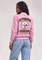 Pittsburgh Steelers Breast Cancer Awareness Pink Ribbon Varsity Jacket