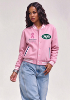New York Jets Breast Cancer Awareness Pink Ribbon Varsity Jacket