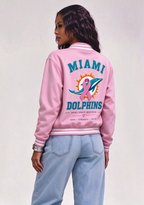Miami Dolphins Breast Cancer Awareness Pink Ribbon Varsity Jacket