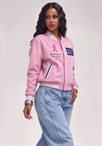New York Giants Breast Cancer Awareness Pink Ribbon Varsity Jacket