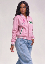 Green Bay Packers Breast Cancer Awareness Pink Ribbon Varsity Jacket