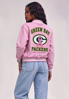 Green Bay Packers Breast Cancer Awareness Pink Ribbon Varsity Jacket