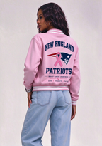 New England Patriots Breast Cancer Awareness Pink Ribbon Varsity Jacket