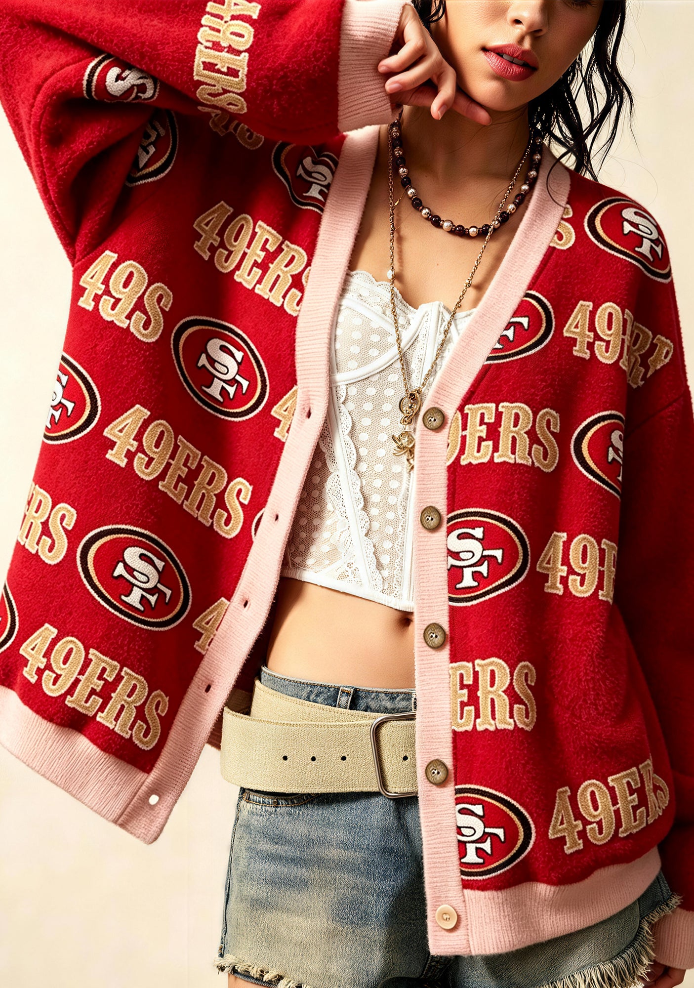 San Francisco 49ers Classic All‑Over Print Lightweight Cardigan Secondary image
