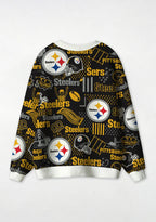 Pittsburgh Steelers City‑Inspired Doodle All‑Over Print Lightweight Cardigan