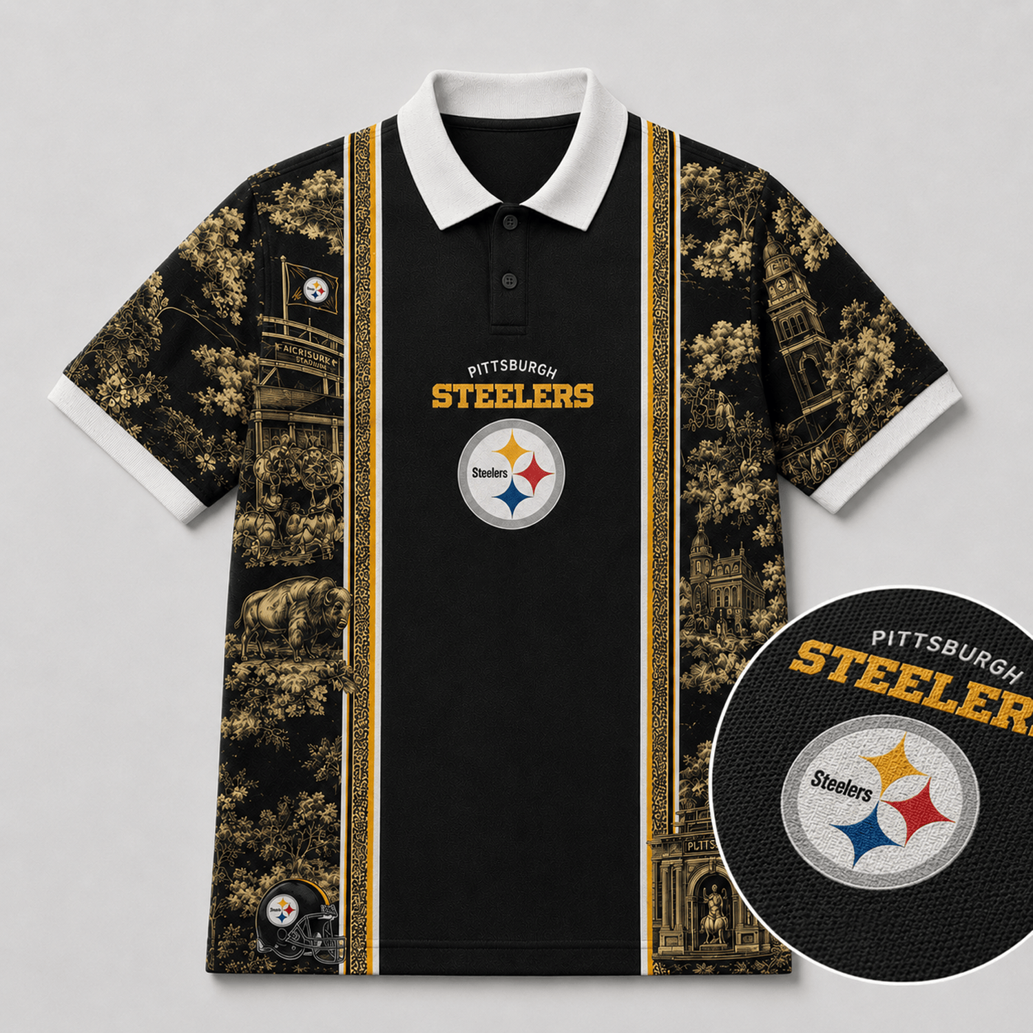 PIT x NFL Heritage Cityscape Polo Shirt for Loyal Fans