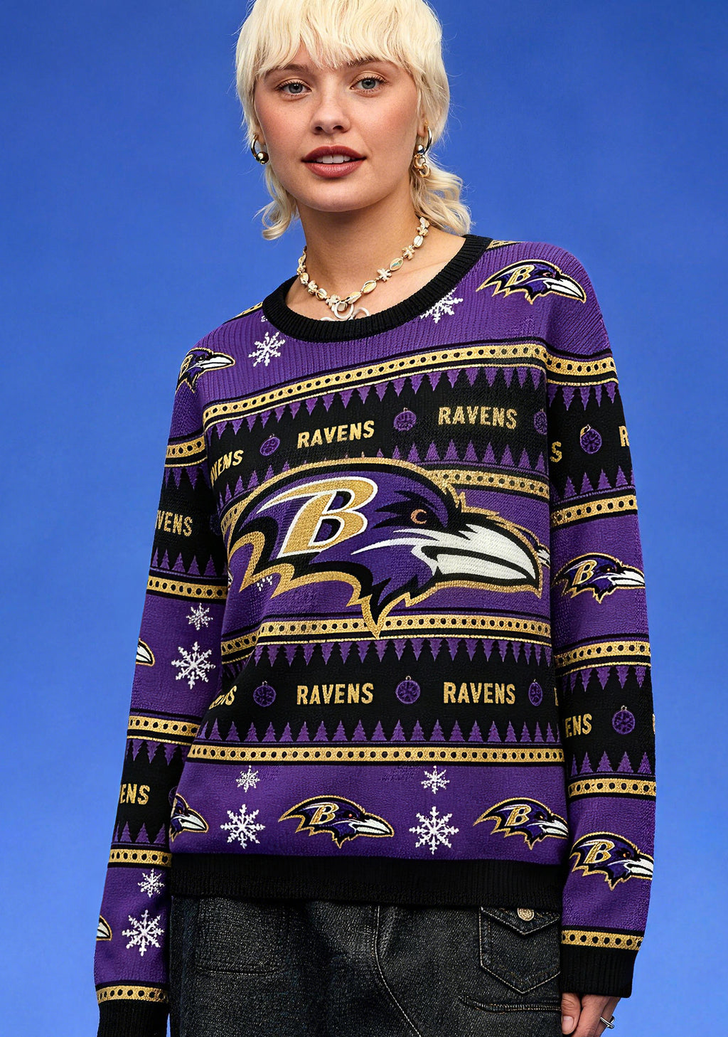 Baltimore Ravens Skull Ugly Christmas Football Fan Sweatshirt