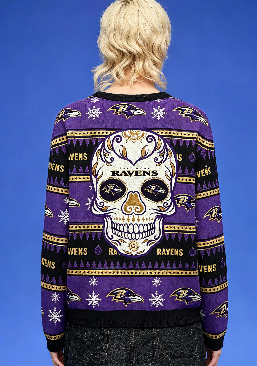 Baltimore Ravens Skull Ugly Christmas Football Fan Sweatshirt