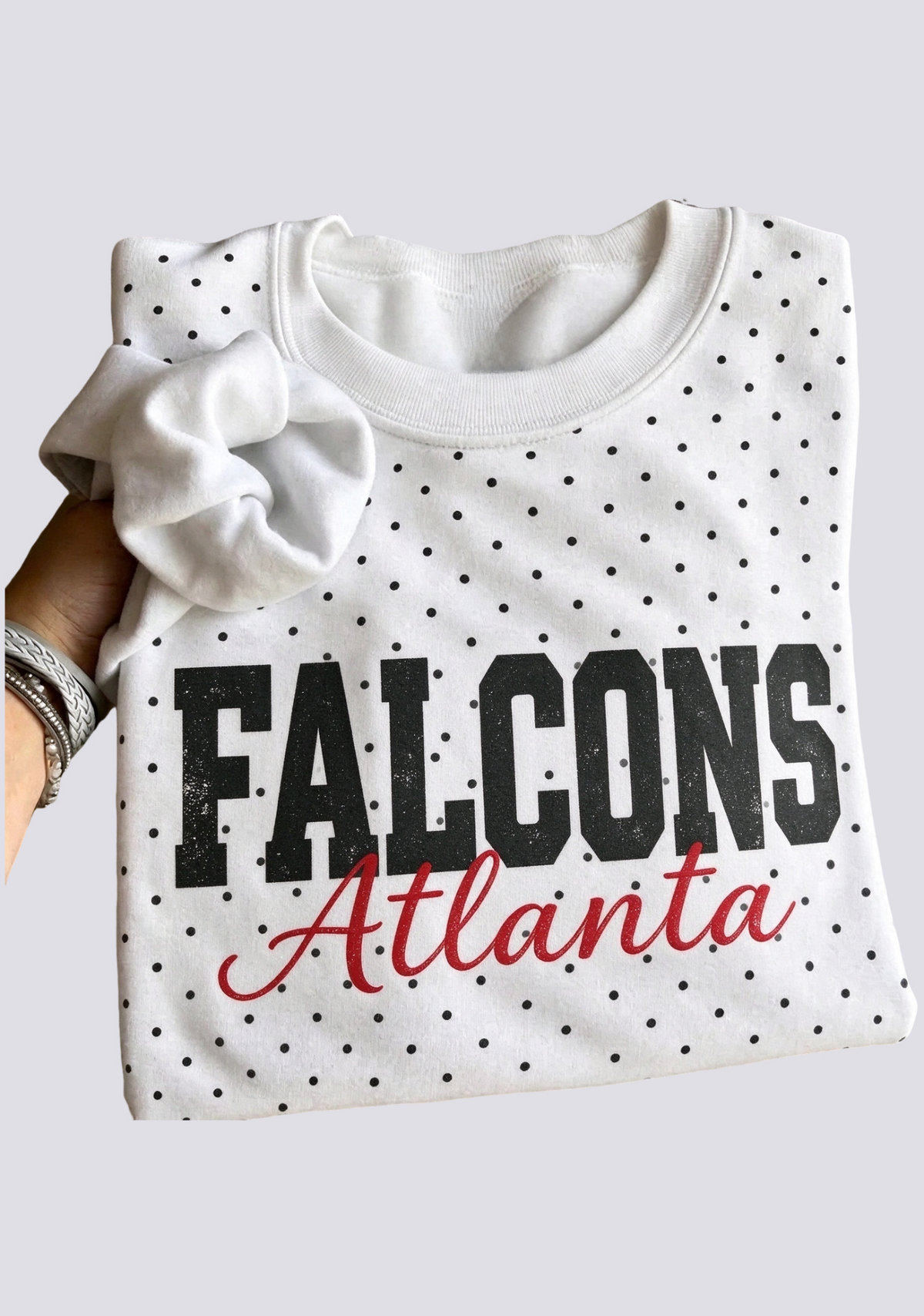 Women's Atlanta Falcons White Polka Dot Crewneck Sweatshirt Main image