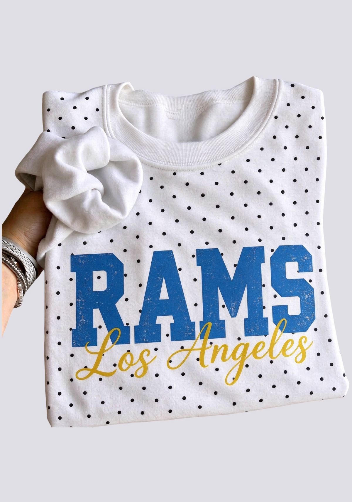 Women's Los Angeles Rams White Polka Dot Crewneck Sweatshirt Main image