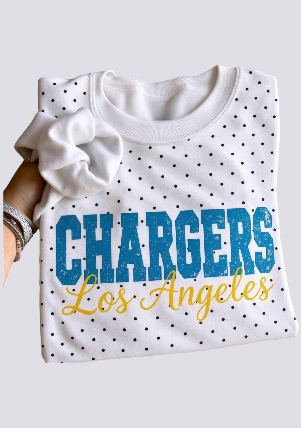 Women's Los Angeles Chargers Polka Dot Crewneck Sweatshirt Main image