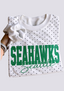 Women's Seattle Seahawks White Polka Dot Crewneck Sweatshirt