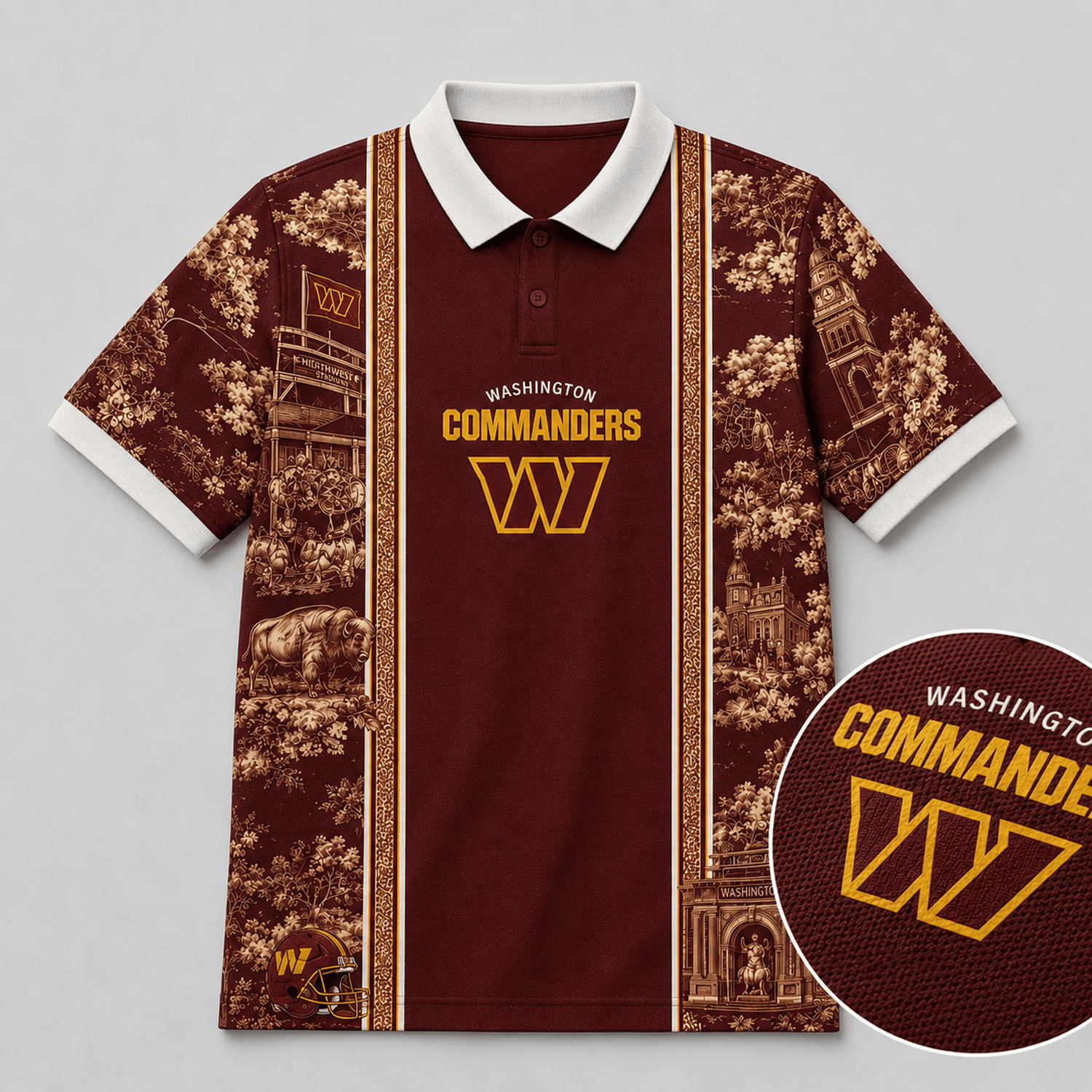 WAS x NFL Heritage Cityscape Polo Shirt for Loyal Fans