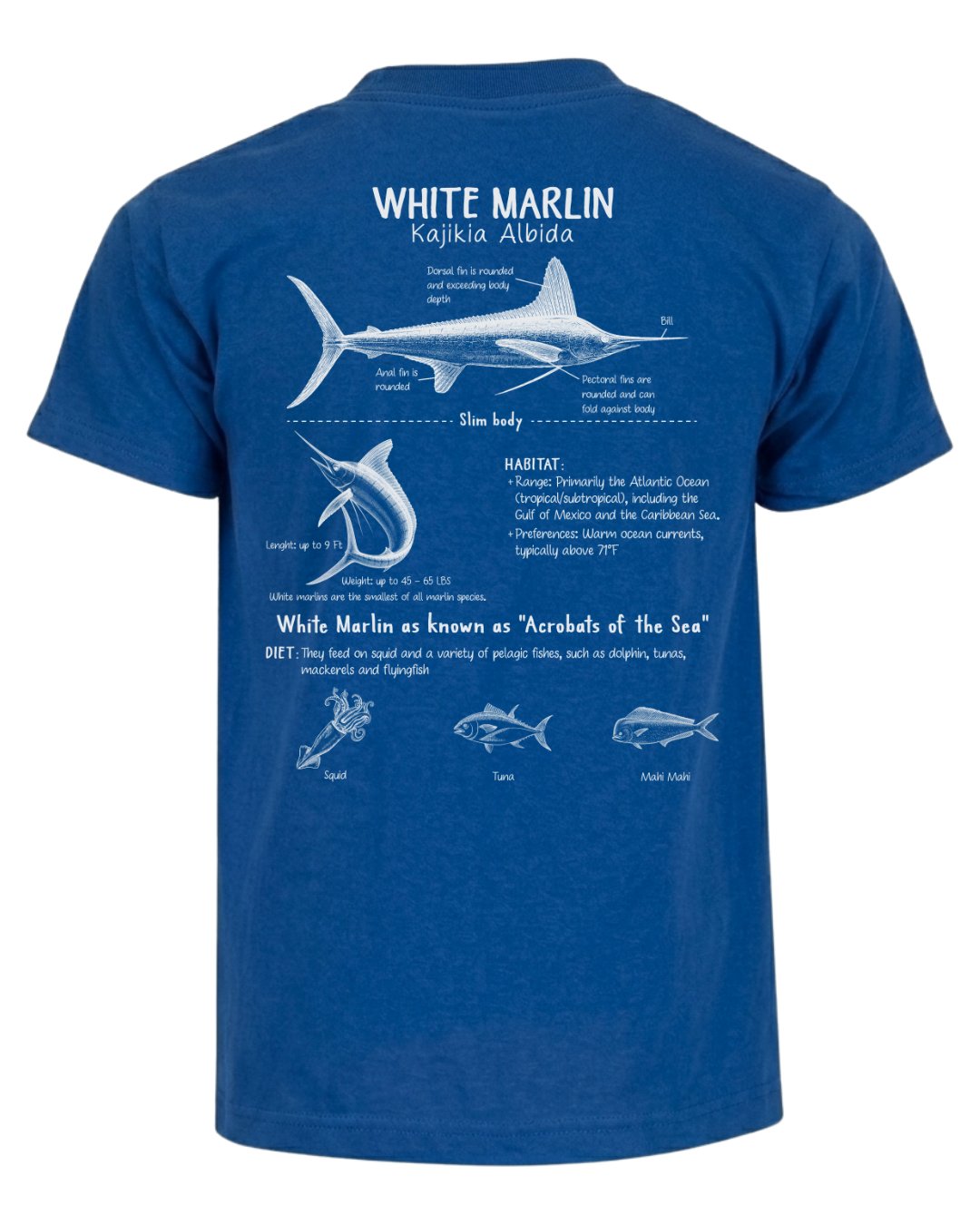 White Marlin Anatomy Blueprint T-shirt Main image