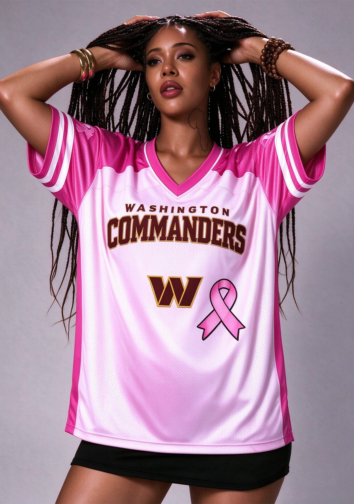 Women Washington Commanders Breast Cancer Awareness Pink Ribbon Mesh Jersey Main image