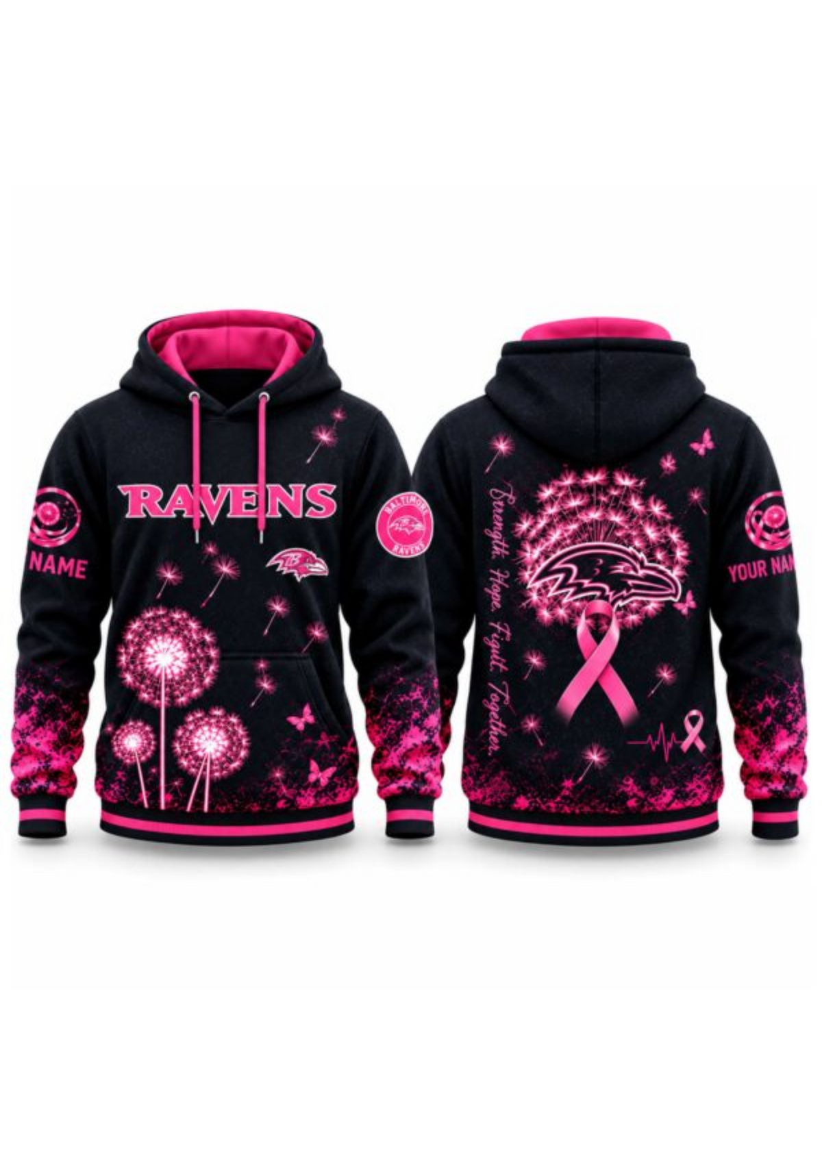 Baltimore Ravens Breast Cancer Awareness Dandelion Hoodie Main image