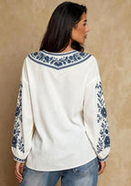 Women's Detroit Lions Boho Floral Printed V-Neck Long Sleeve Shirt
