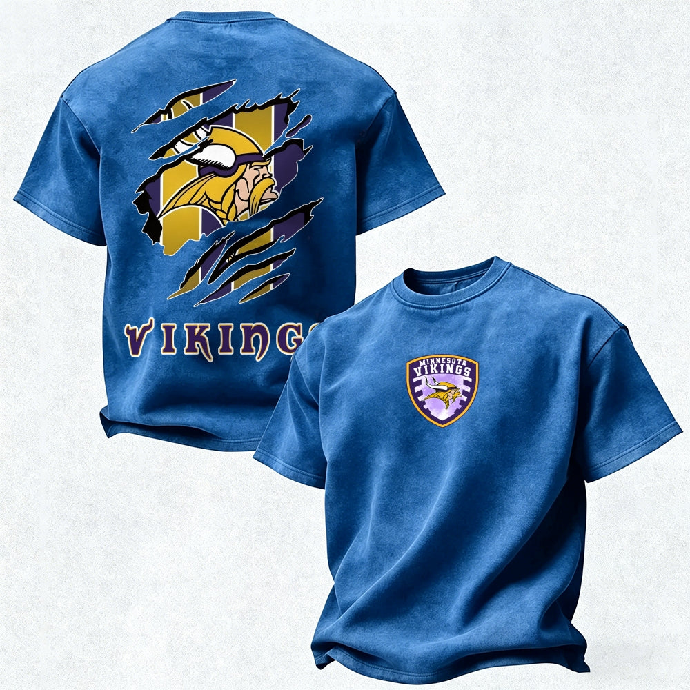 Minnesota Vikings Printed Unisex 100% Pure Cotton 100% pure cotton Washed T-Shirt
