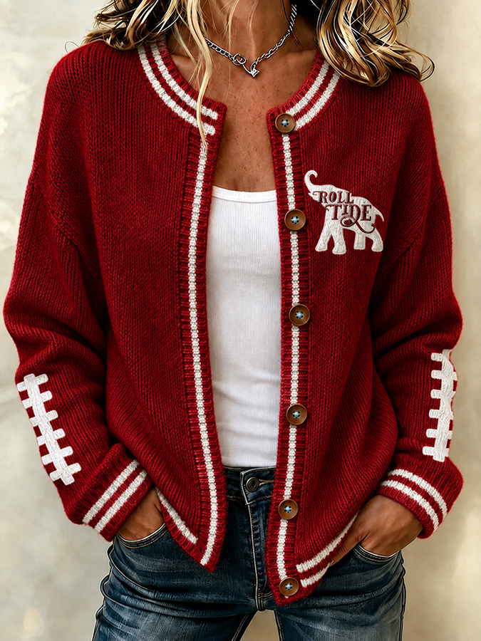 Women's Football Fans Printed Knitted Cardigan Top Secondary image