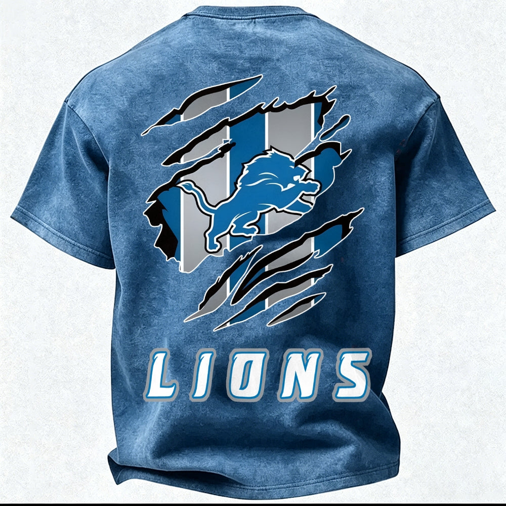 Detroit Lions Printed Unisex 100% Pure Cotton Washed T-Shirt