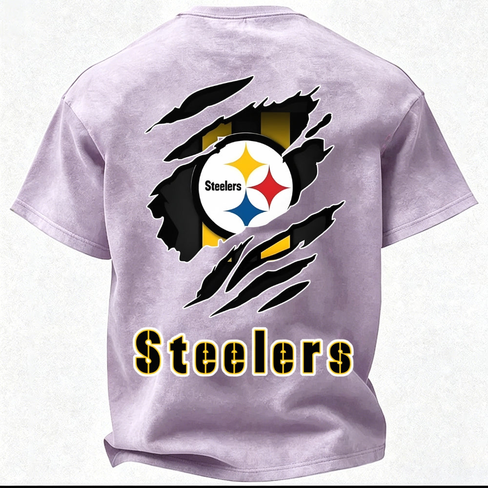 Pittsburgh Steelers Printed Unisex 100% Pure Cotton Washed T-Shirt
