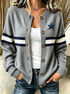 Women'S Casual Football Print Knitted Cardigan Top