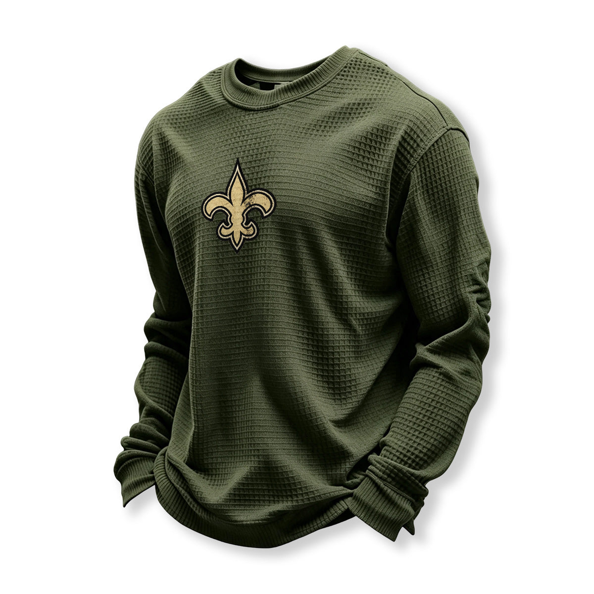 New Orleans Saints Helmet Waffle Knit Crewneck Sweatshirt