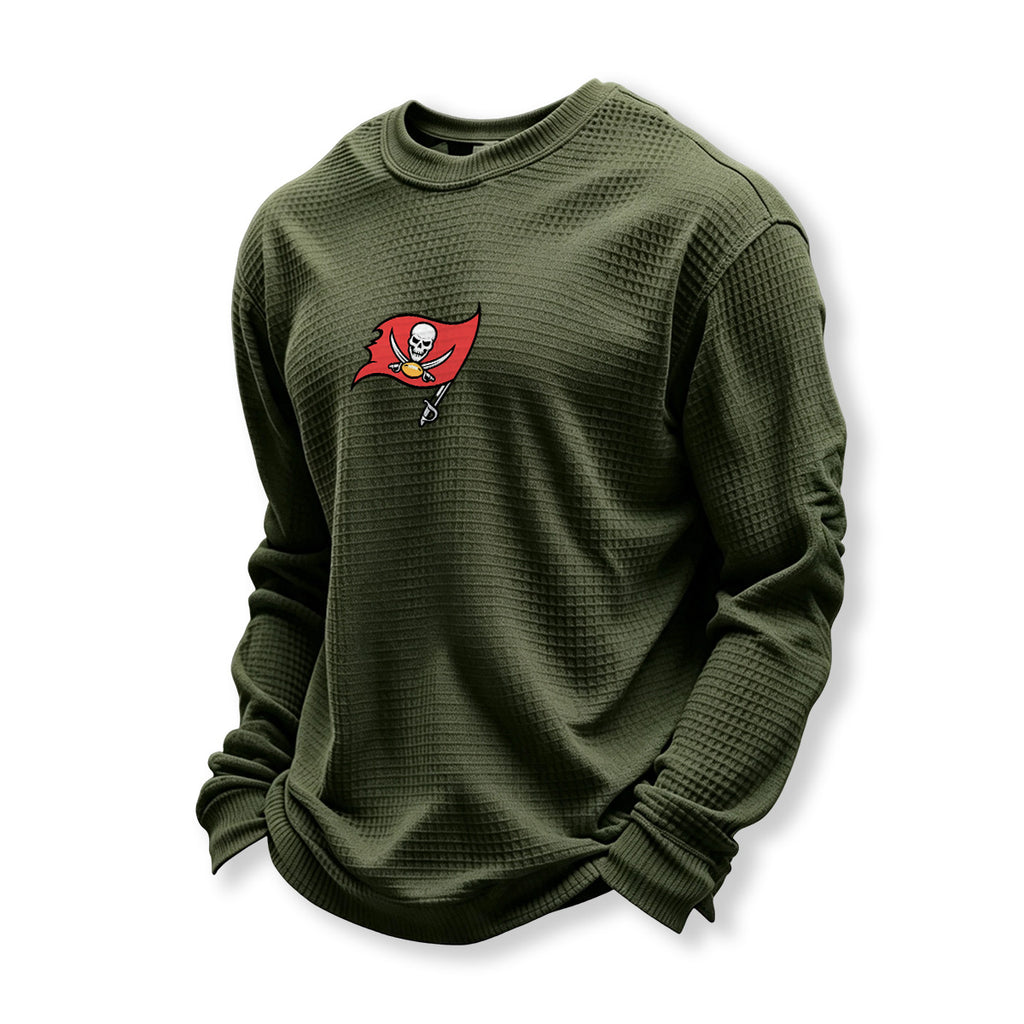 Tampa Bay Buccaneers Helmet Waffle Knit Crewneck Sweatshirt