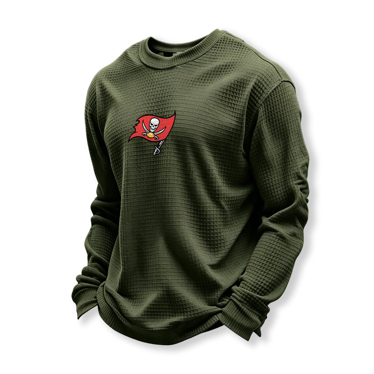Tampa Bay Buccaneers Helmet Waffle Knit Crewneck Sweatshirt
