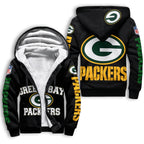 Green Bay Packers Fleece Lined Zip Up Football Fan Hooded Jacket
