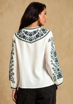 Women's Seattle Seahawks Boho Floral Printed V-Neck Long Sleeve Shirt